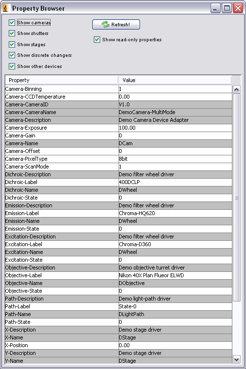 Device/Property Browser Window